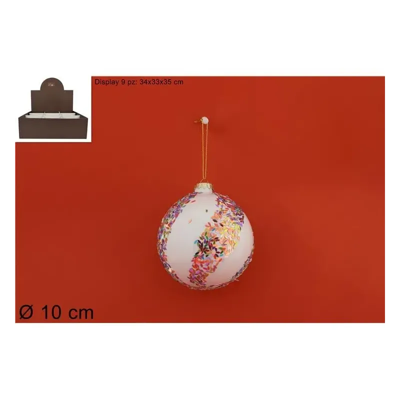 Sfera Vetro Bianco con Paillettes in Due Misure | ChartaRè