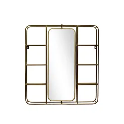 Estantería Steven con espejo de pared en metal dorado | ChartaRè