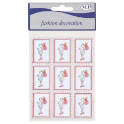 9 självhäftande etiketter för födsel mm 25x35 rosa och blå