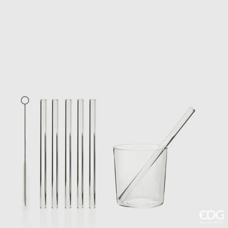 6 Glass Straws with EDG Brush | ChartaRè