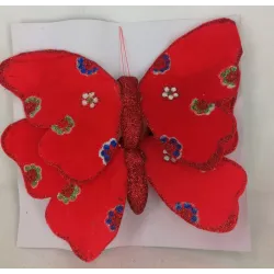 2 Rode Vlinders Fluweel met Clip