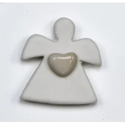 4 ímãs de anjo de porcelana com coração de marfim