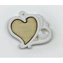 Double Heart in Plaster and Wood 12 pcs | ChartaRè