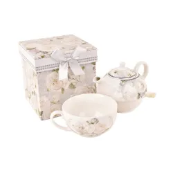 Ensemble de théière Rose avec tasse et boîte cadeau assortie