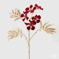 Rode Delonix tak met gouden stam Cm. 83 EDG, ideaal voor decoraties en fittingen