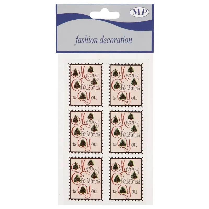 6 Etykiety samoprzylepne Merry Xmas cm 4,5x3,5