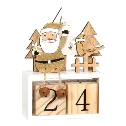 Calendario Avvento in Legno e Oro h.16