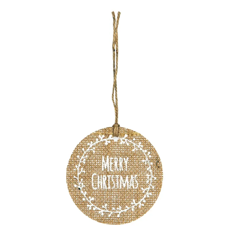 6 Etiqueta Feliz Navidad Juta dm. 10