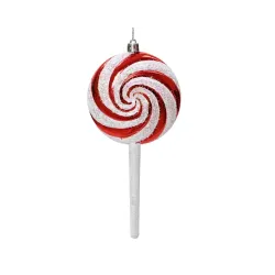 Witte en Rode Lolly met Glitter cm. 18,6