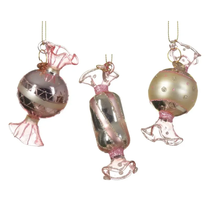 Gold and Pink Glass Candies cm. 8