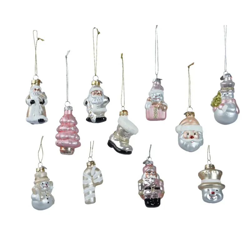 Rose and Champagne Figures in Glass to hang cm. 7