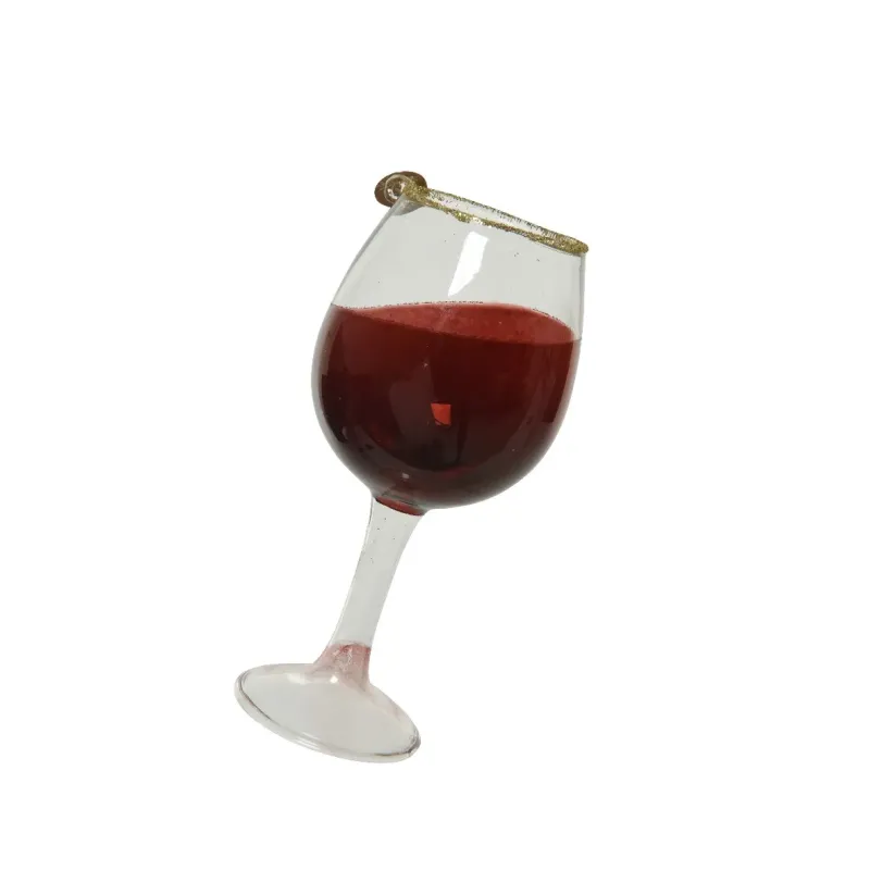 Vaso de purpurina Copa de vino para colgar cm. 12,5