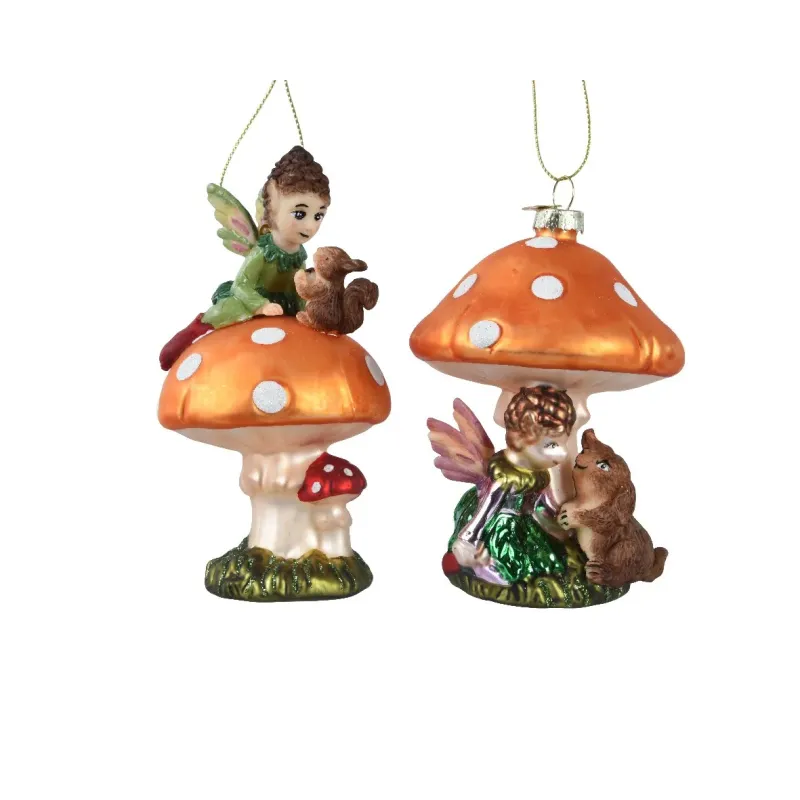 Elf on Glass Mushroom cm. 11