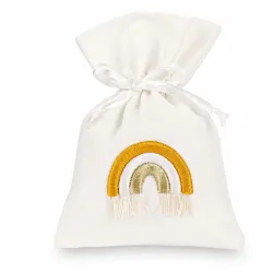 12 Sacos com arco-íris cm 10x14 ocre