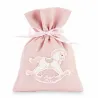 12 Baptism Bags with Pony Hair cm 10x14 Pink and Blue