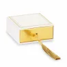 6 White Boxes for Sugared Almonds with Drawer and Gold Nappa