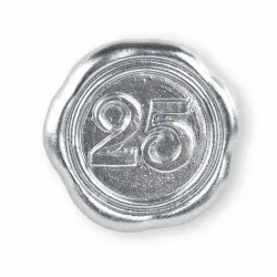 24 Pegatinas Cera de Sellado 25 Aniversario Plata dm.35 mm