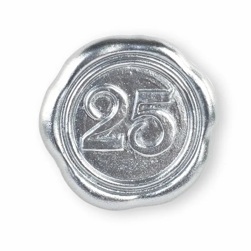 24 Stickers Zegellak 25th Anniversary Zilver dm.35 mm