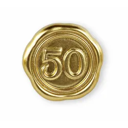 24 Adesivos Cera 50º Aniversário Ouro diâmetro cm.3,5