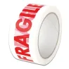 18 White Polypropylene Adhesive Tapes "Fragile" writing in Red mm 50x66 mt