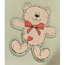 12 Pink Wooden Hanging Bears