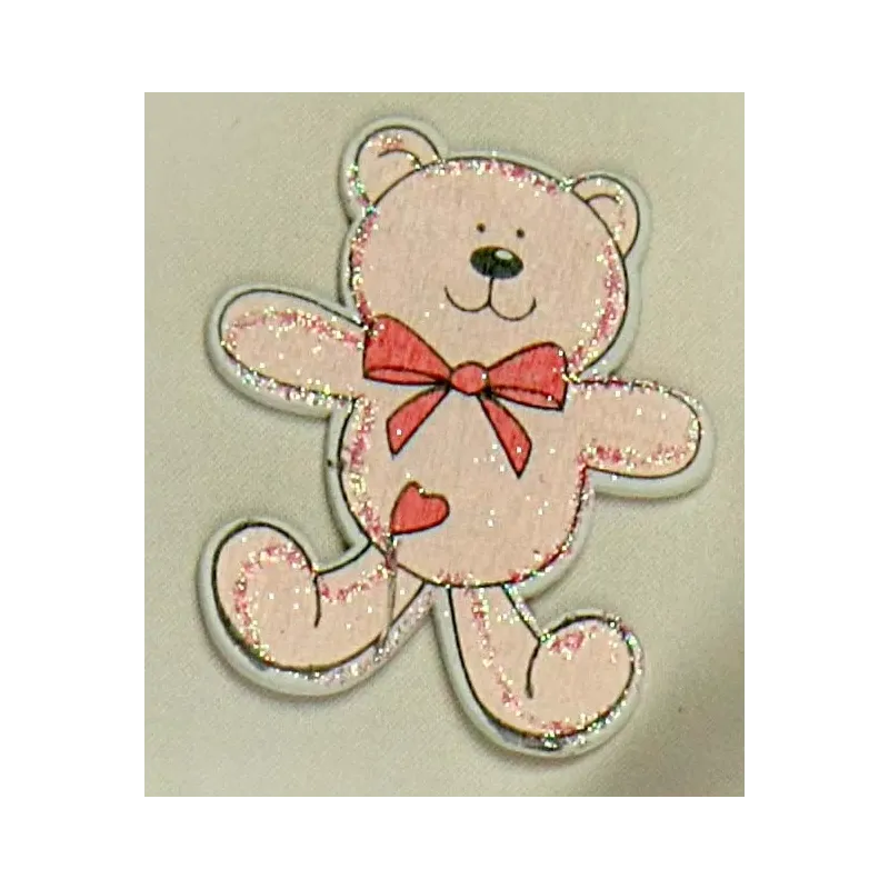 12 Pink Wooden Hanging Bears