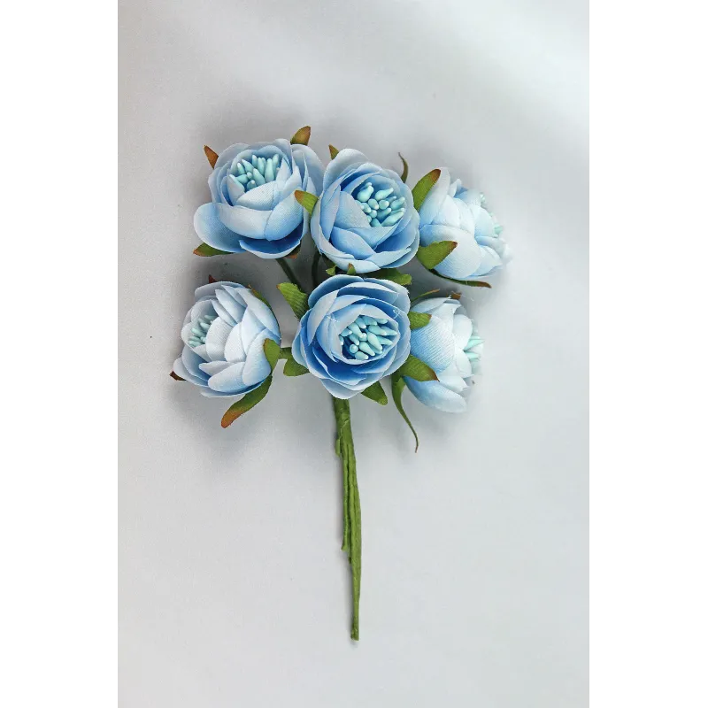 36 Mini Rosas con Pistilos Azul Claro