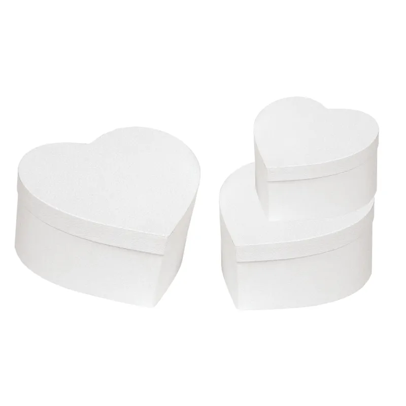Set van 3 hartdoosjes voor gunsten en geschenken in 3 kleuren wit