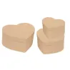 Set of 3 White, Red and Natural Heart Boxes