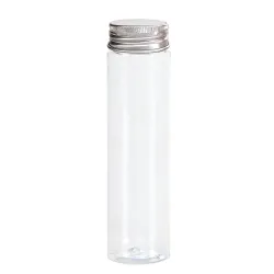12 Transparent PET Vials with Silver Cap cm.12