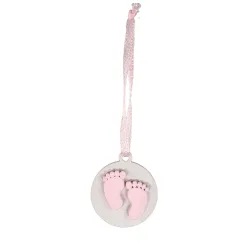 20 Wooden Pendants with Pink Feet