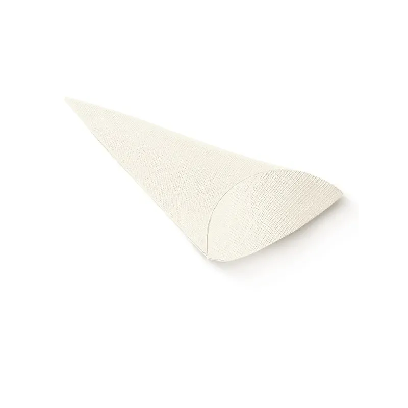 10 White Embossed Rice and Sugared Almonds Cones