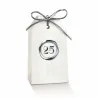 Cardboard Sugared Almonds Holder 25 Years of Marriage Silver Hot Stamping with Hole
