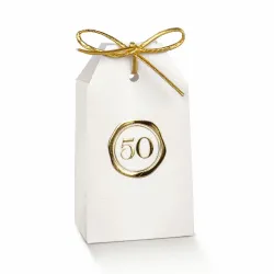 10 Sugared almonds pouches in Golden Wedding Cardboard Hot Stamping with Hole