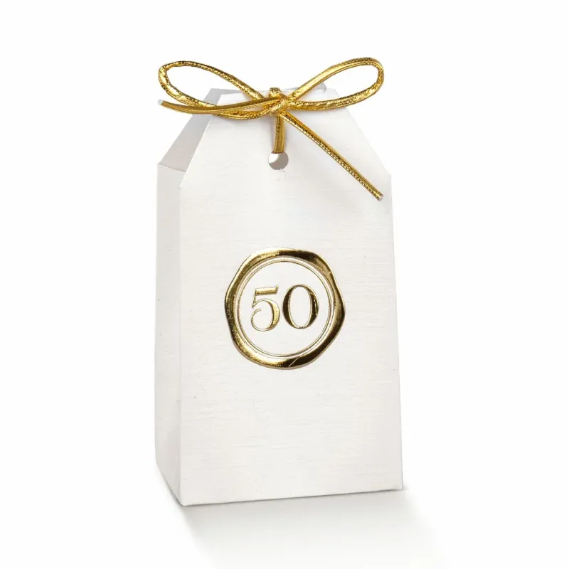 10 bolsitas de almendras azucaradas en cartón Golden Wedding Hot Stamping con agujero