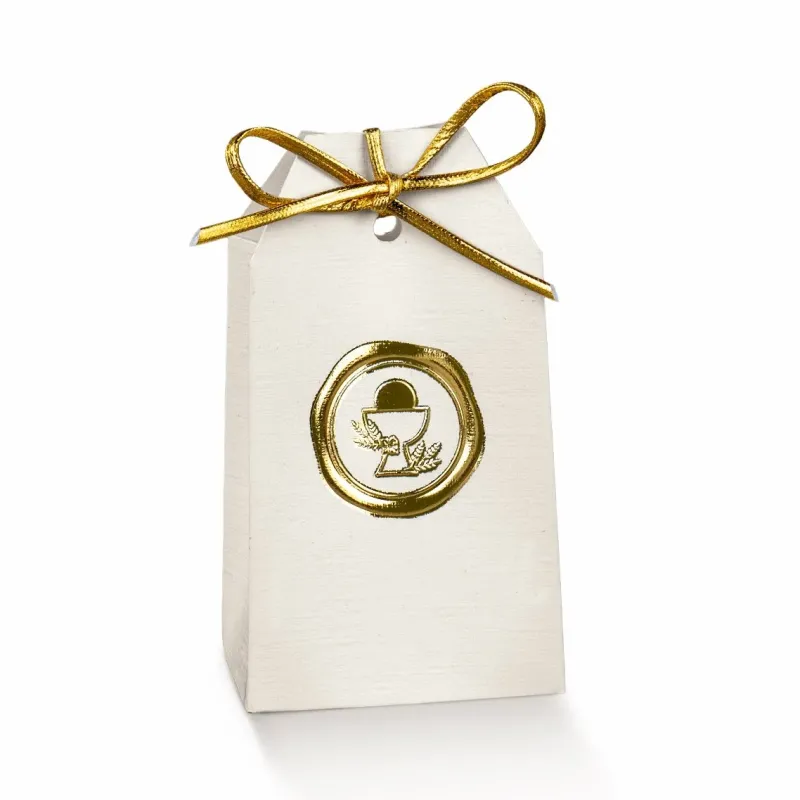 10 gouden Hot Stamped communiezakjes met gat