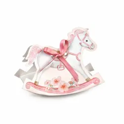 10 Soporte para Caramelos de Azúcar Pony Rosa y Azul Rosa y Azul para Bautizo en Cartón con Agujero