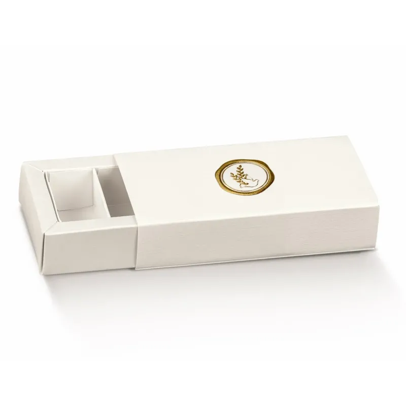 10 Confirmation Boxes with Sugared Almonds Drawer Hot Stamped in Two Sizes
