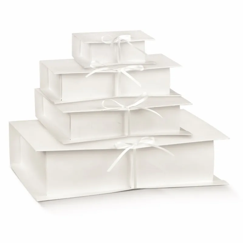 10 cajas en forma de libro para almendras azucaradas de fibra blanca y favores en varios tamaños