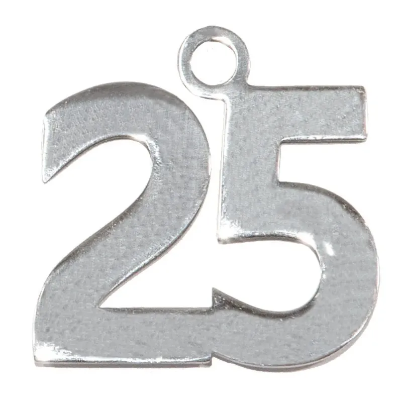 6 Decori per Bomboniere 25° Anniversario Argento cm. 3x2,5 | ChartaRè