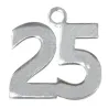 6 Decori per Bomboniere 25° Anniversario Argento cm. 3x2,5 | ChartaRè