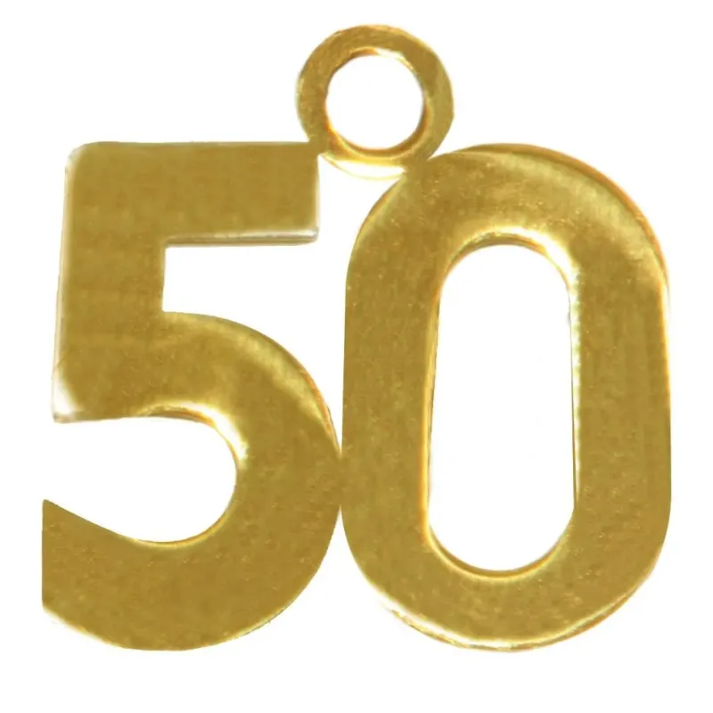 6 Decori per Bomboniere 50° Anniversario Oro cm. 3x2,5 | ChartaRè