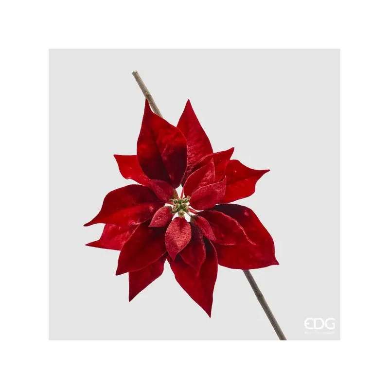 Rood fluwelen kerstster met clip cm. 23 EDG voor bomen en decoraties