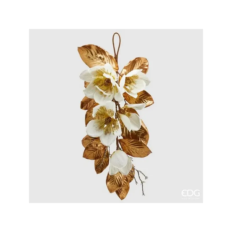 Teardrop Magnolia Shine Decoratie met Gouden Bladeren Cm. 75 EDG
