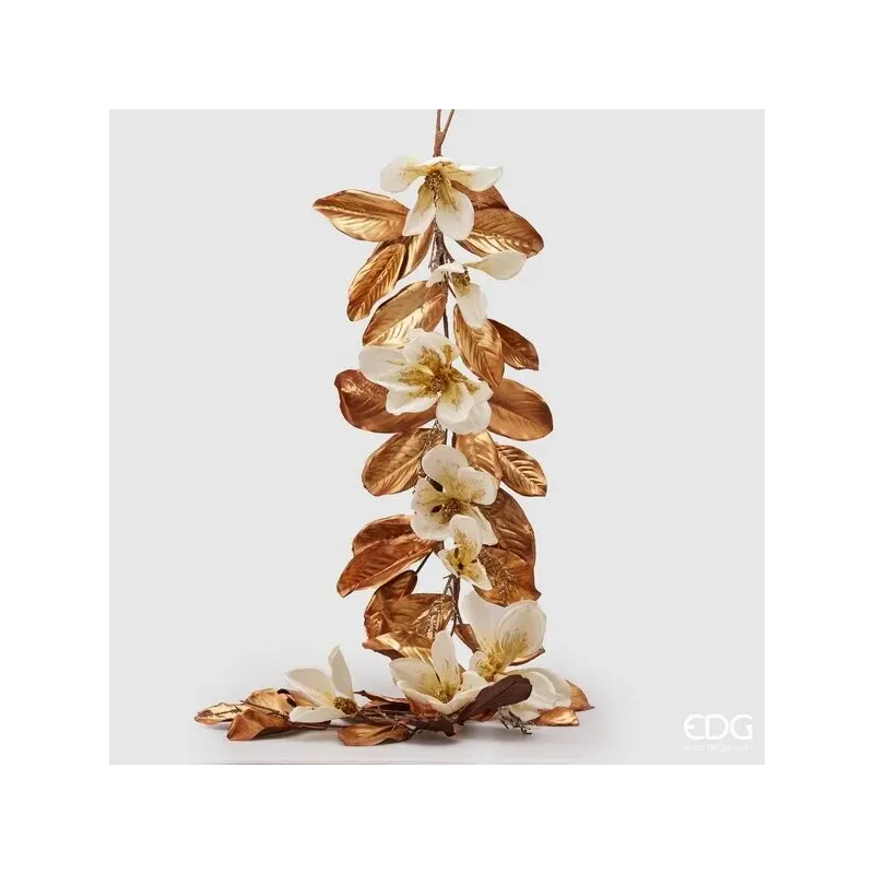 Magnolienglanz Girlande mit goldenen Blättern cm.183 EDG