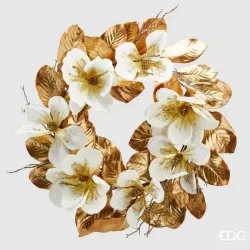 Magnolia Shine Couronne avec feuilles d’or diamètre Cm. 75 EDG | ChartaRè