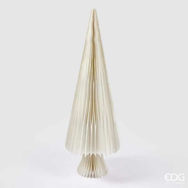 Origami Conische Grenen Decoratie Cm. 37x110 h EDG crème wit