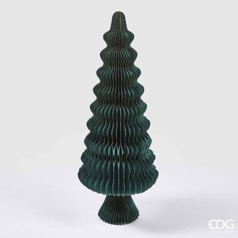 Decoración Pino Origami con Olas Cm. 44x110 h EDG verde oscuro