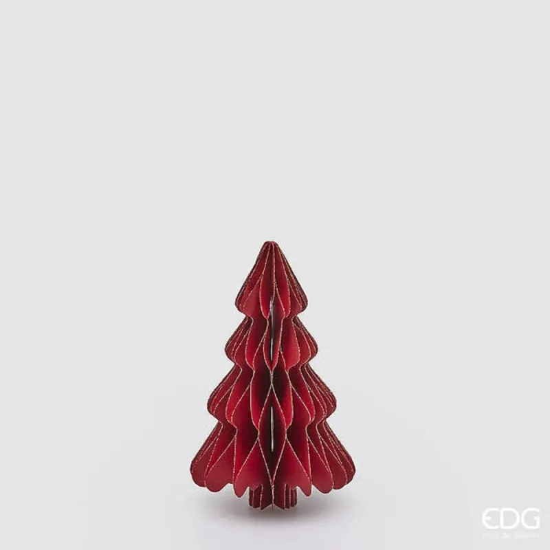 Decoro Origami Pino Rosso a Onde EDG base dm.9 x altezza cm.15