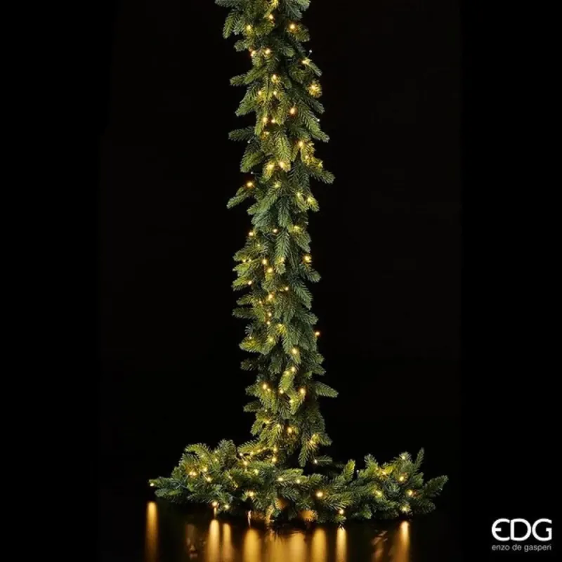 Festón de lujo de pino verde con Led cm.270 EDG